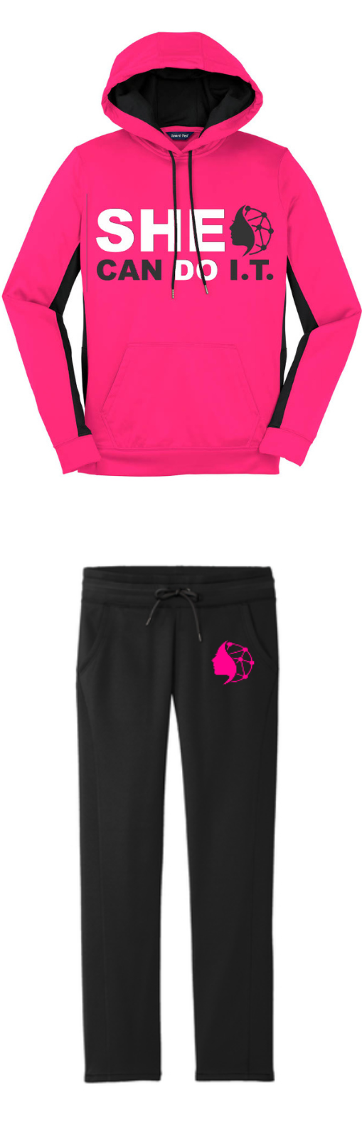 SHE CAN DO I.T. Pullover Hoodie Bundles - Neon Pink