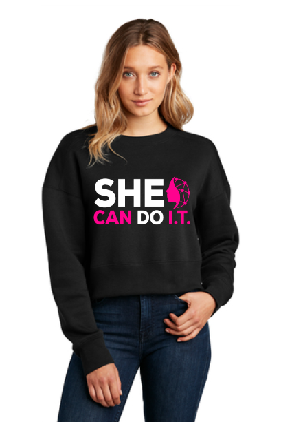 Ladies Fleece Cropped Sweatshirt (Black)