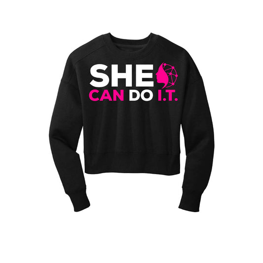 Ladies Fleece Cropped Sweatshirt (Black)