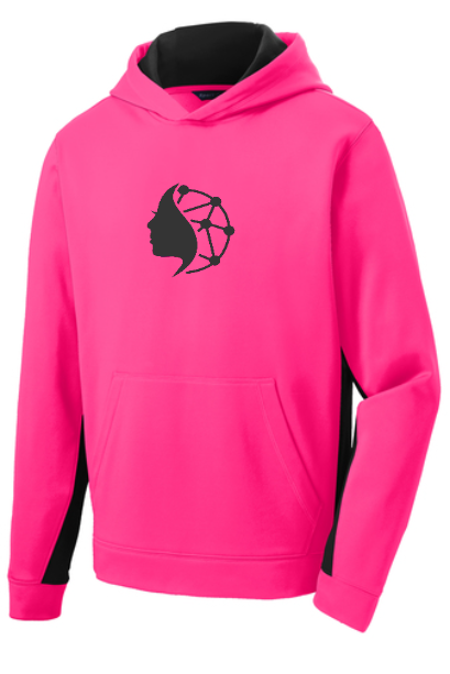 Youth Sport-Tek® Pullover Branded Hoodie (Neon Pink/Black)